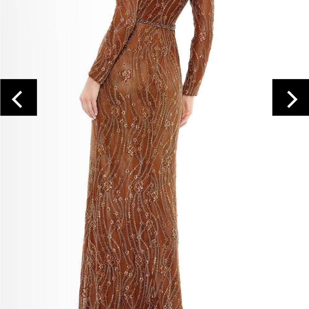 Mac Duggal Brown Long Sleeve Dress - Picture 2 of 6